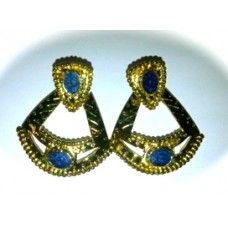 Gold & Blue Vintage Earrings